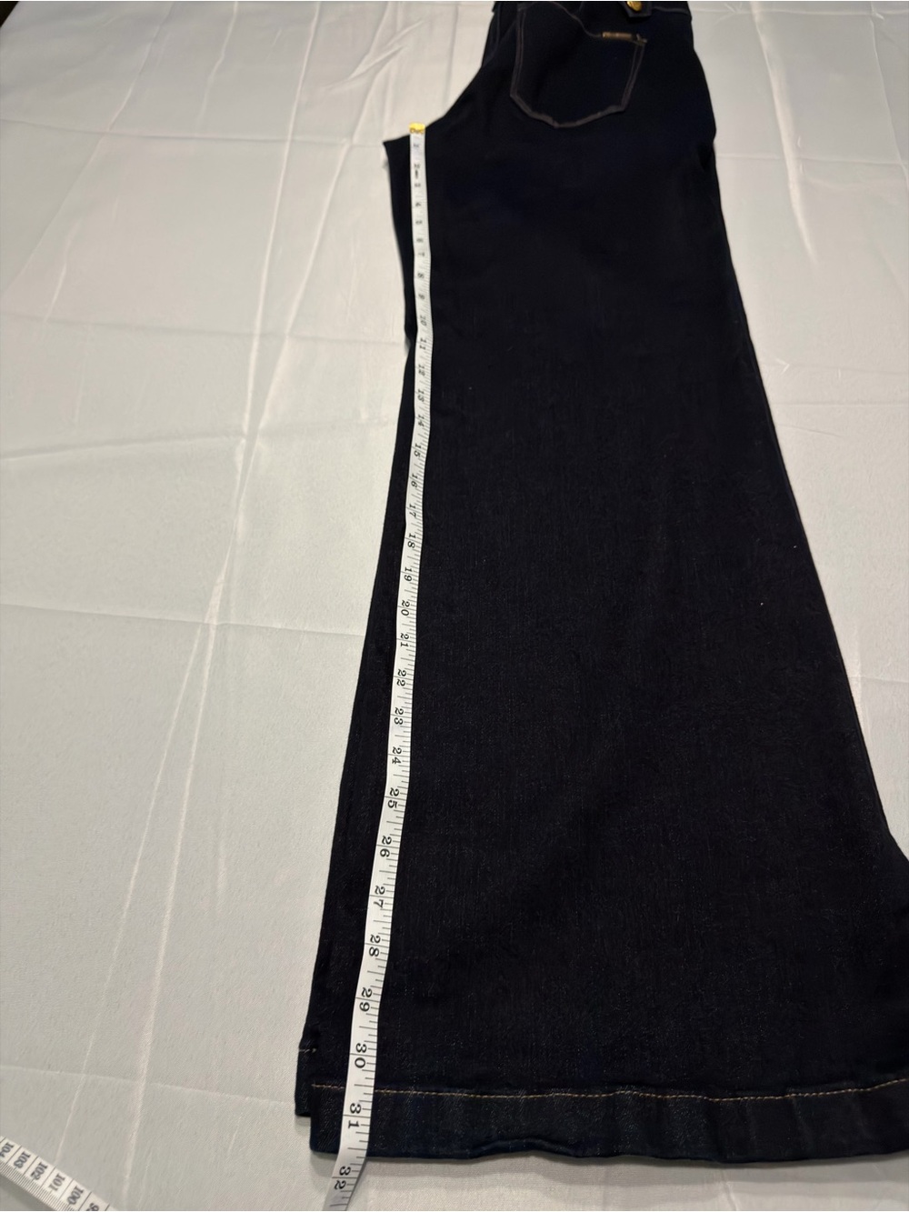 WHBM High Rise Mariner Sailor Wide Leg Jeans Size 8 Dark Wash Gold Button - Picture 10 of 11